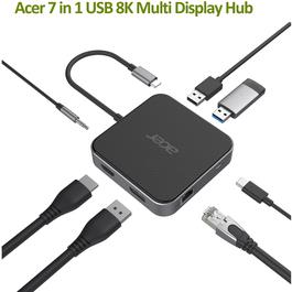 ACER 7in1 USB4 8k Multi Display Hub 1xHDMI/1xDP/2xUSB3.2/USB-C/RJ45/Audi (HP.DSCAB.013)