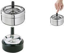 APS Drehaschenbecher KLASSIKER, silber Metall verchromt, Deckel mit Drehmechanismus, - 1 Stück (54)