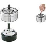 APS Drehaschenbecher KLASSIKER, silber Metall verchromt, Deckel mit Drehmechanismus, - 1 Stück (54)