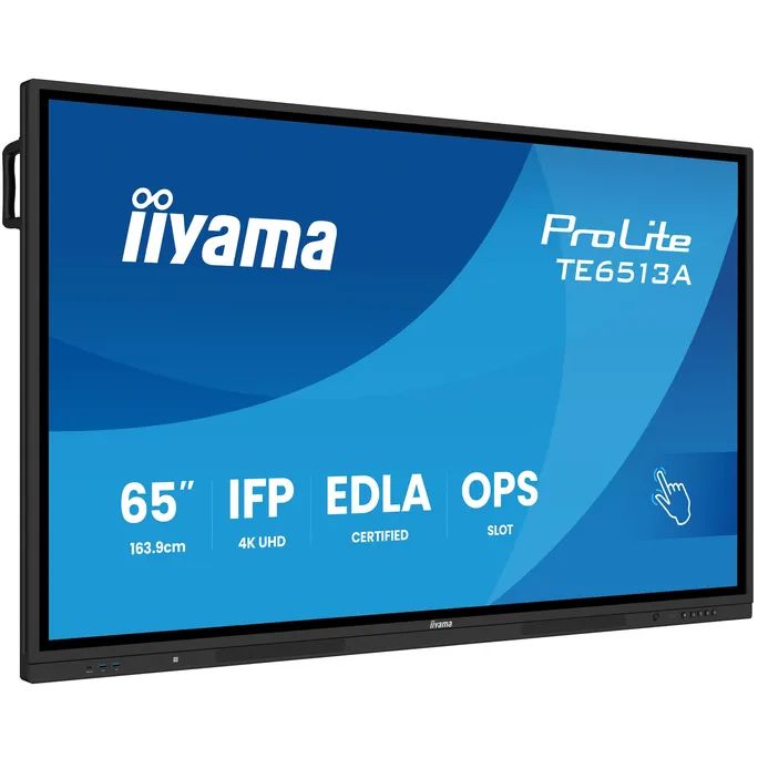 iiyama ProLite TE6513A-B1AG , 164cm (64,6''), PureTouch-IR, 4K, USB-C, RS232, USB, schwarz Touchmonitor, Bildschirmdiagonale: 164 cm (64,6''), PureTouch-IR, Auflösung: 3840x2160 Pixel, VESA Mount (600x400 mm), Reaktionszeit: 8msms, Helligkeit 450cd, Blickwinkel 178°/178°°(H/V), Kontrast: 1200:1, Antiglare, Anschluß: USB-C, RS232, Audio, Display-Port, HDMI, Intel Quad Core, 1,4 GHz, RAM: 8MB, Flash: 128 MB, USB, HDMI, Netzkabel (EU, UK), QSG, Farbe: schwarz (TE6513A-B1AG)