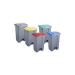 helit Tretabfallbehälter, 87 Liter, mittelgrau/blau rechteckig, aus PP, mit Haken zur Beutelbefestigung (H2402334)