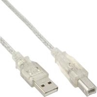 InLine® USB 2.0 Kabel, A an B, transparent, 10m (34550T)
