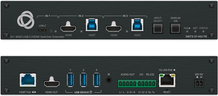 Kramer Electronics SWT3-31-HU-TR 3x1 4K60 USB–C/HDMI Switcher Extender (50-80588090)