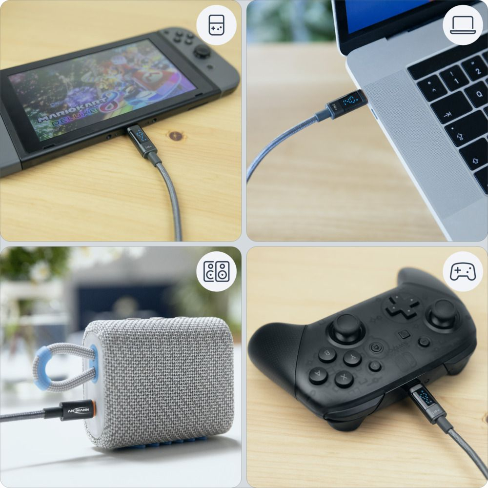 Ansmann USB-C auf USB-C Ladekabel 140W 1,2 m Anthrazit