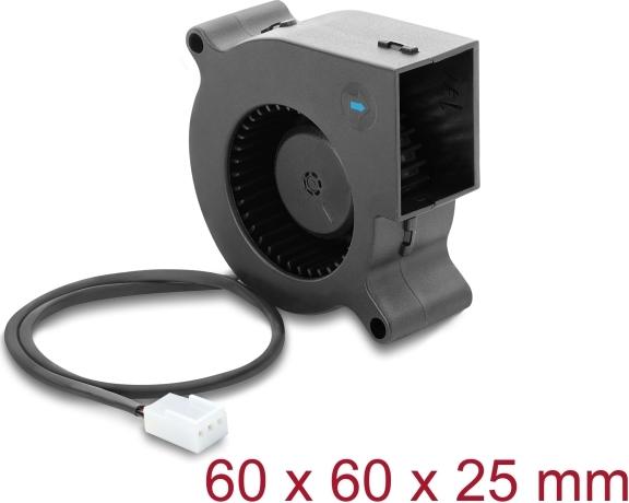 Delock Radiallüfter / Lüftergebläse 12 V DC 60 x 60 x 25 mm mit 3-Pin Lüfteranschluss, schwarz (67492)