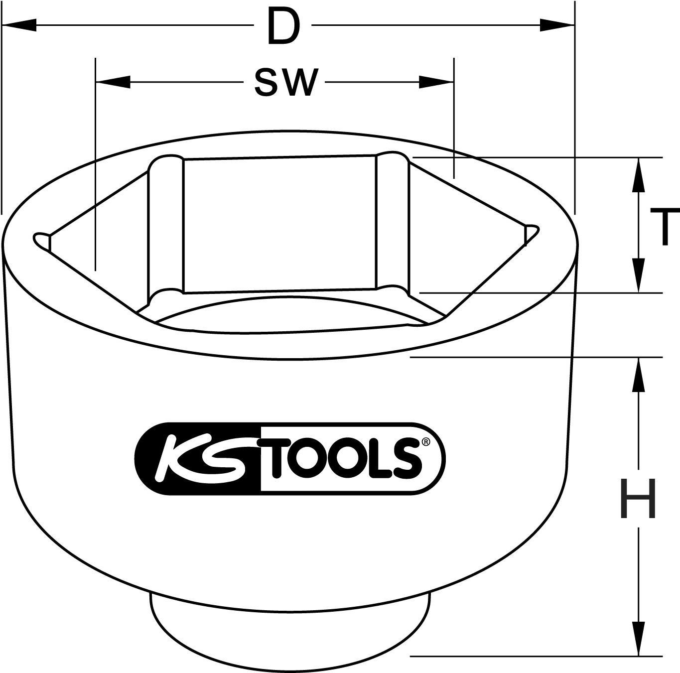 KS TOOLS 3/4\" Achsmuttern-Schlüssel, 8-kant, kurz, 185 mm (460.2735)