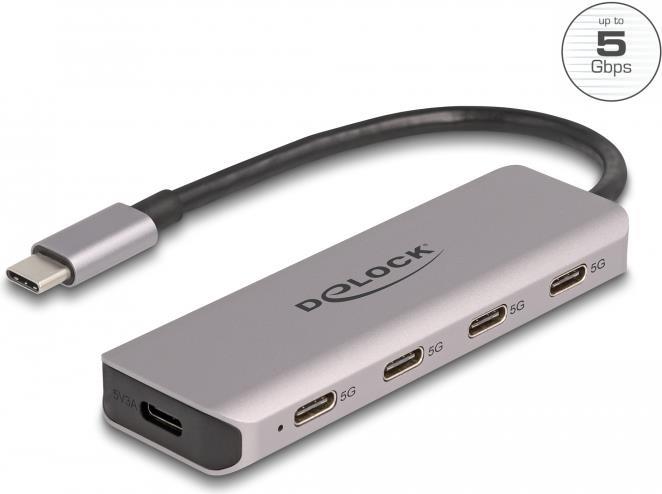 DeLOCK USB 5 Gbps 4 Port USB Type-C™ Hub mit USB Type-C™ Anschluss (64238)
