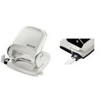 LEITZ Locher Nexxt 5005, Stanzleistung: 25 Blatt, grau Unterteil aus Metall, Kunststoffboden, mit Anschlagschiene (5005-00-85)