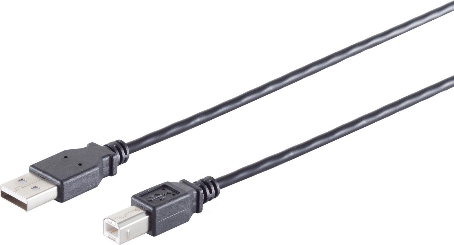 S/CONN maximum connectivity USB High Speed 2.0 Kabel, A/B Stecker, USB 2.0, schwarz, 3,0m (13-23045)