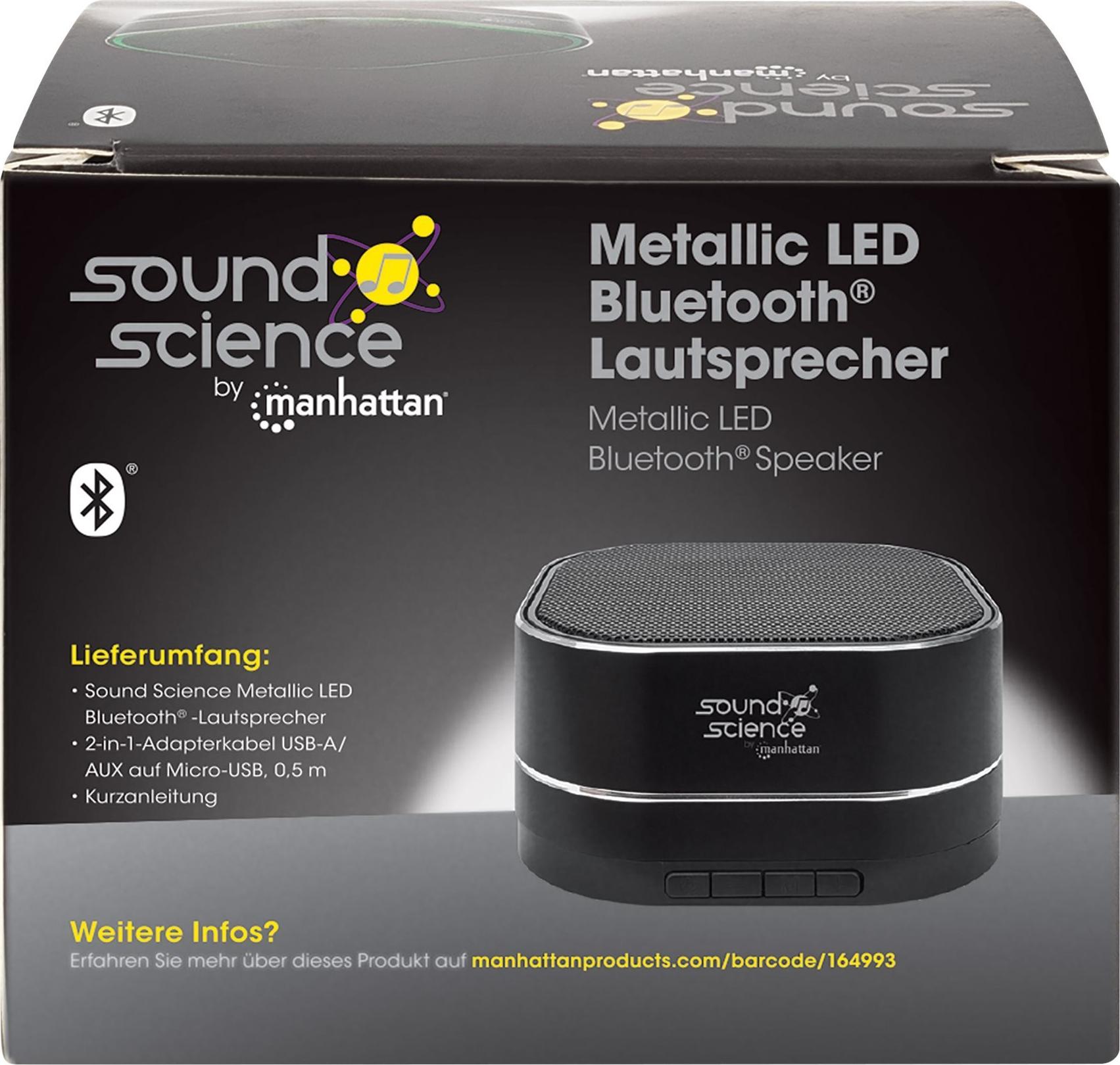 Manhattan Sound Science Metallic Bluetooth-Lautsprecher 3 W Bluetooth 5.0 Schwarz