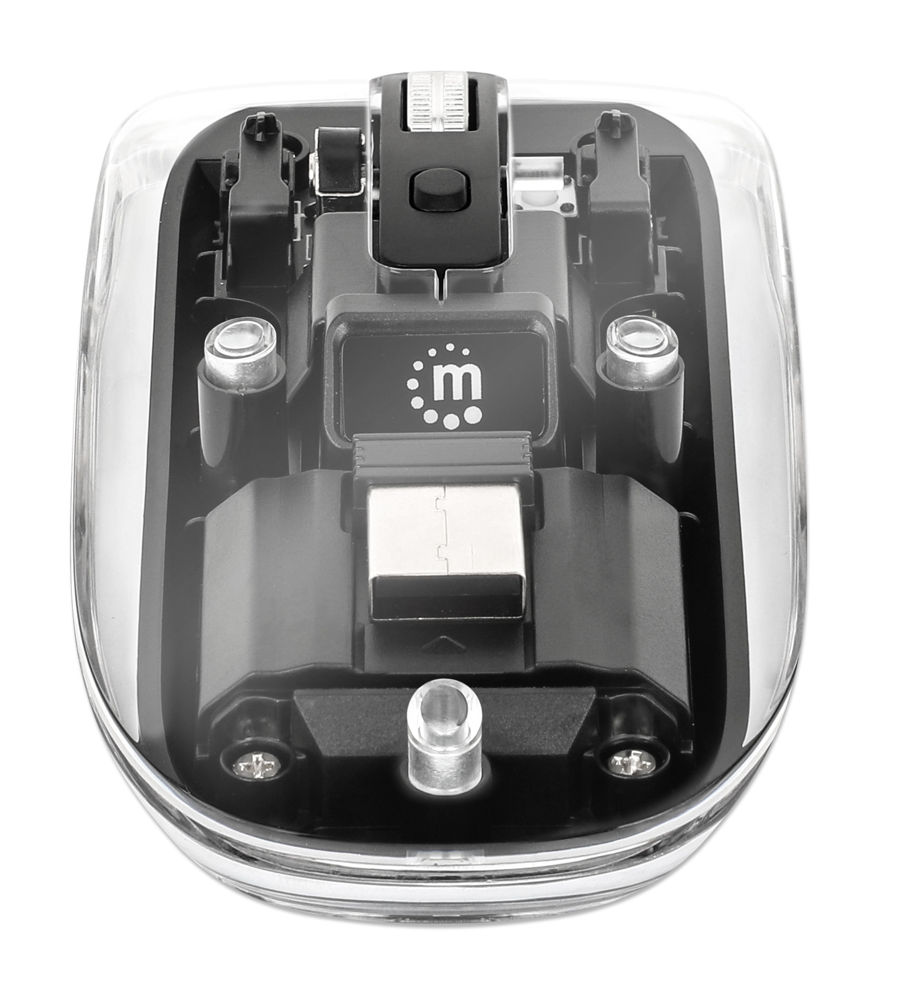Manhattan 190268 Funkmaus 4 Tasten 2,4 GHz RGB LED Schwarz, Transparent
