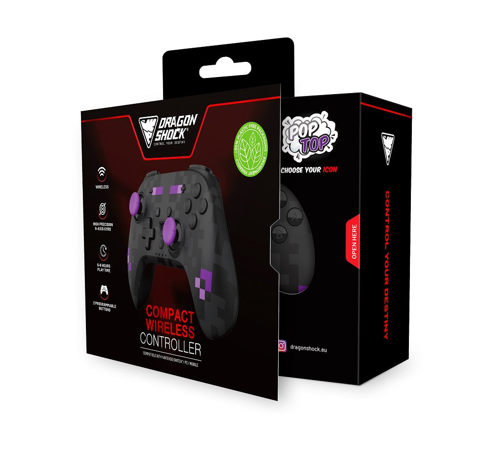 DragonShock PopTop Wireless Gamepad Schwarz/Violett Nintendo Switch/PC