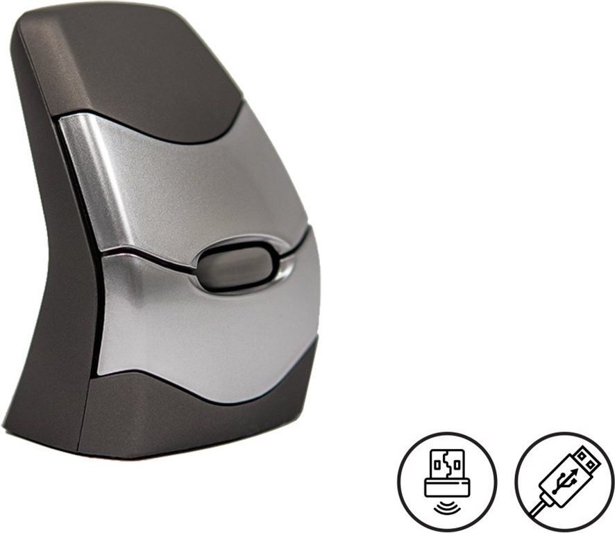 Bakker Elkhuizen DXT Precision Kabellose Ergonomische Vertikale Maus Schwarz/Grau