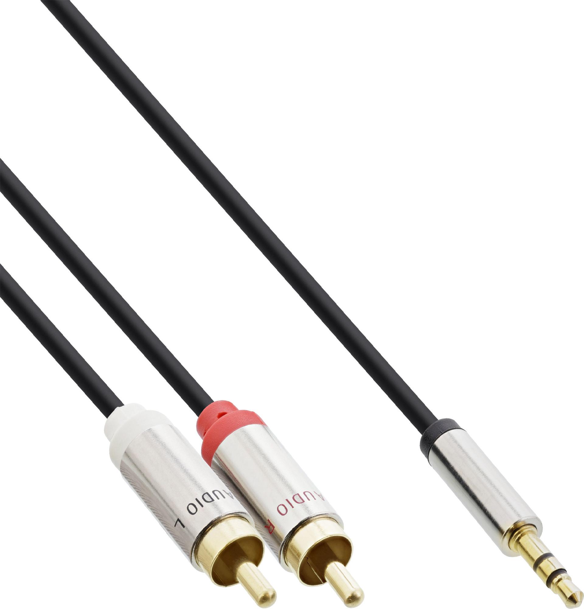InLine Slim Audiokabel 3,5 mm Klinke auf 2x RCA 1 m Schwarz