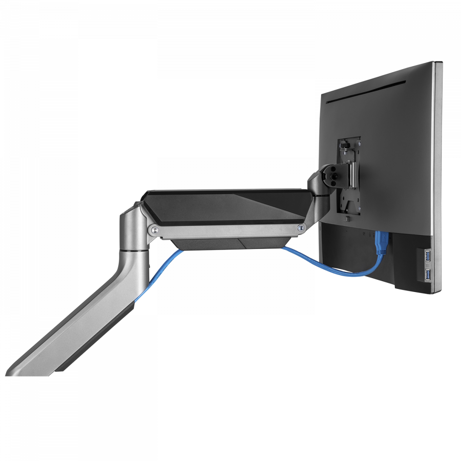 V7 DM1HDS Monitor-Tischhalterung mit Gelenkarm 49" Schwarz, Silber