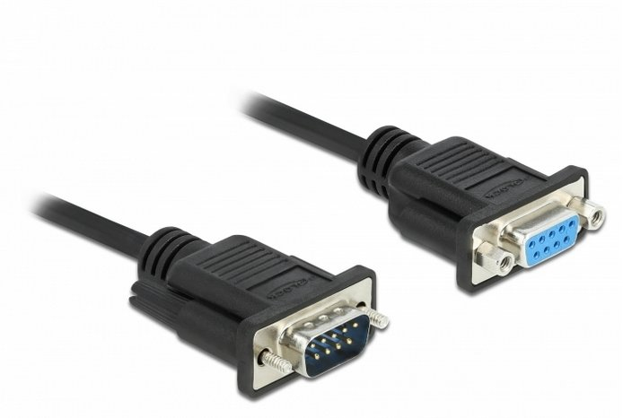 Delock 86599 Serielles Verlängerungskabel RS-232 D-Sub9 Stecker zu Buchse 10 m Schwarz