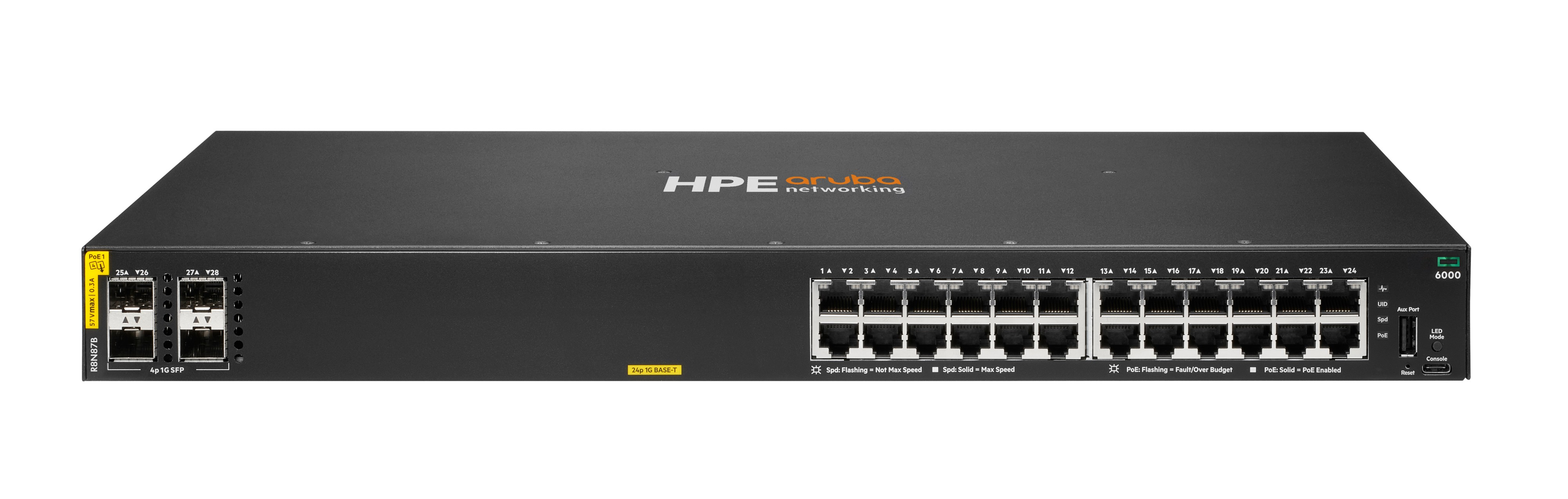 HPE Aruba Networking CX 6000 24p Class4 PoE 4p SFP Switch