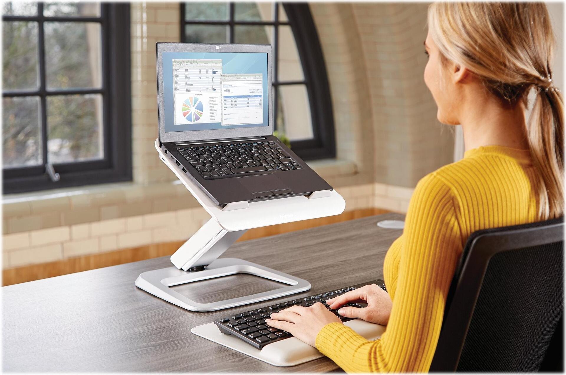 Fellowes Hana Series Notebook-Ständer mit Gasfederarm für Notebooks bis 17", Weiß