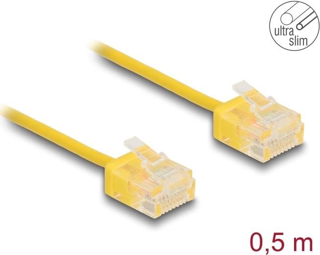 Delock RJ45 Netzwerkkabel Cat.6 UTP Ultra Slim 0.5 m gelb mit kurzen Steckern (80898)