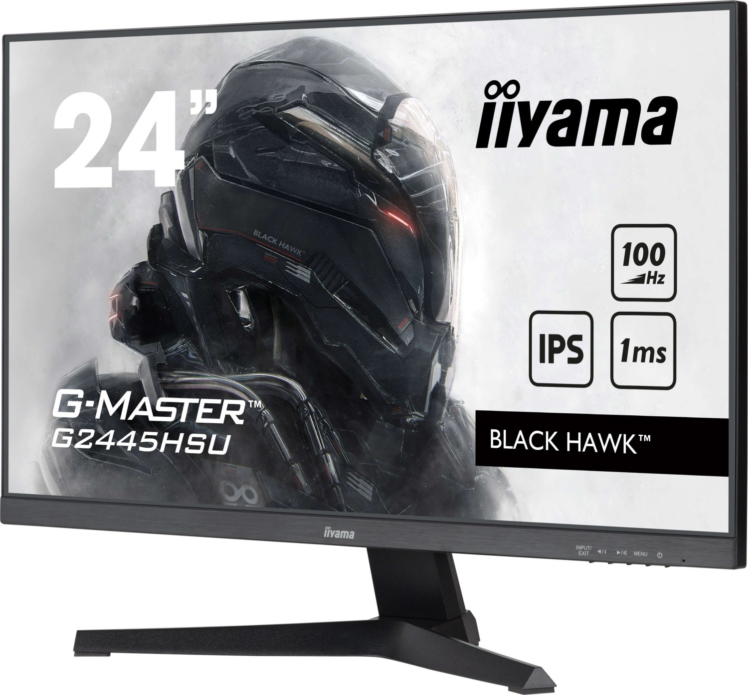 iiyama 24" IPS Gaming, G-Master Black Hawk, FreeSync, 1920x1080@100Hz, 300cd/m², HDMI, DisplayPort, 1ms (MPRT), Adaptive Sync, Speakers, USB 2x2.0, Black Tuner [Energieklasse E] (G2445HSU-B2)