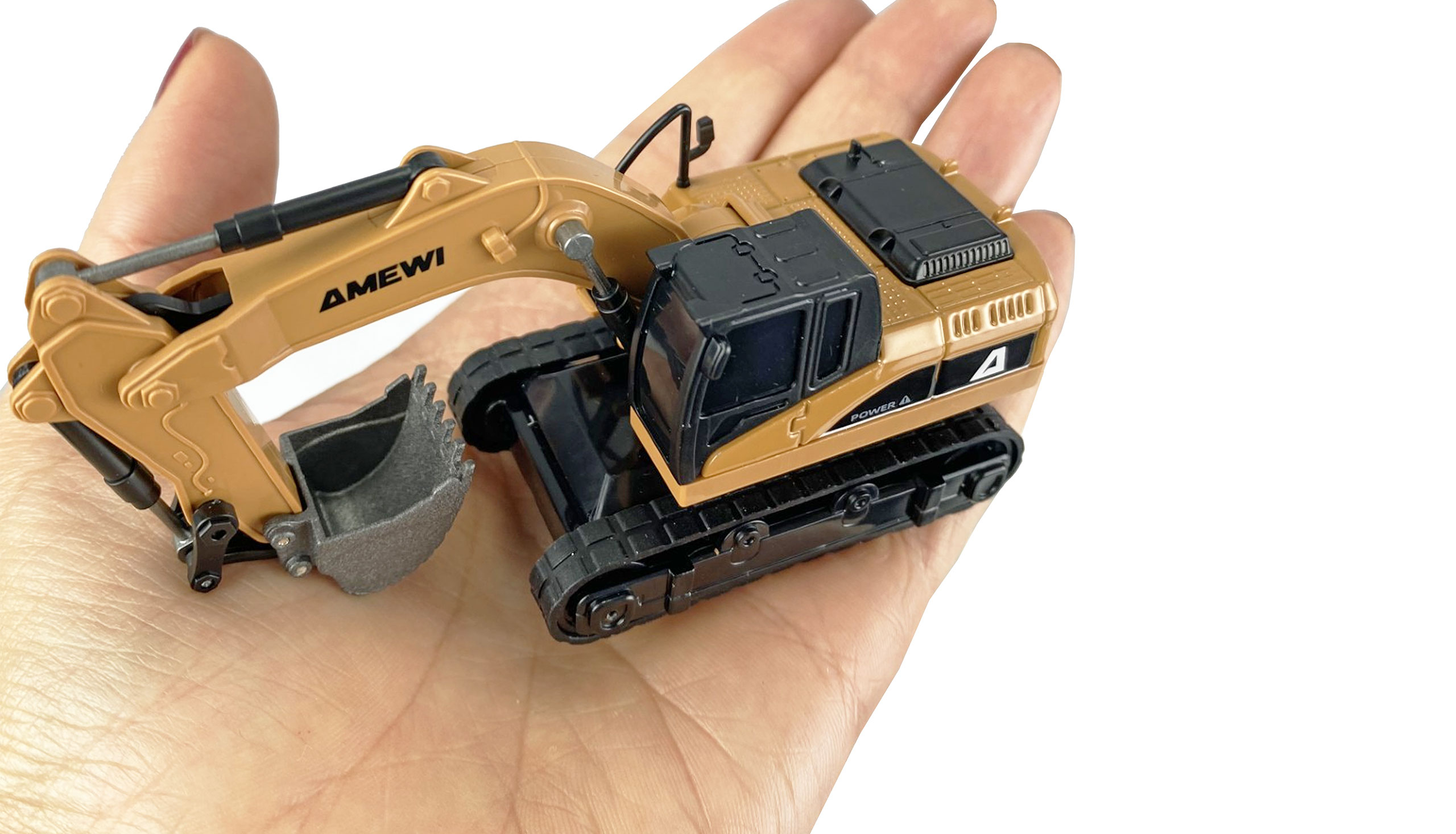 Amewi Mini-Bagger aus Metall 8-Kanal 1:64 RTR Schwarz, Gelb