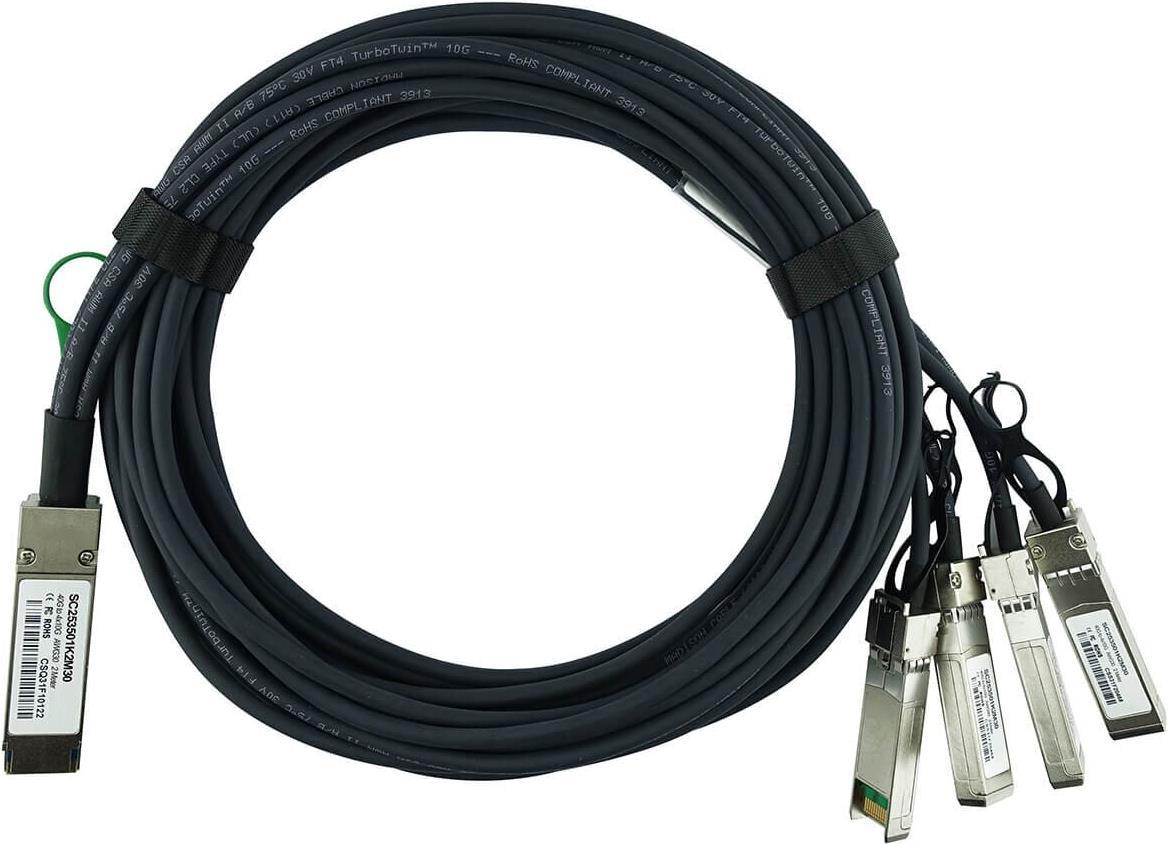 BlueOptics CABQ-S-1M-BL InfiniBand-Kabel QSFP 4xSFP+ Schwarz (CABQ-S-1M-BL)