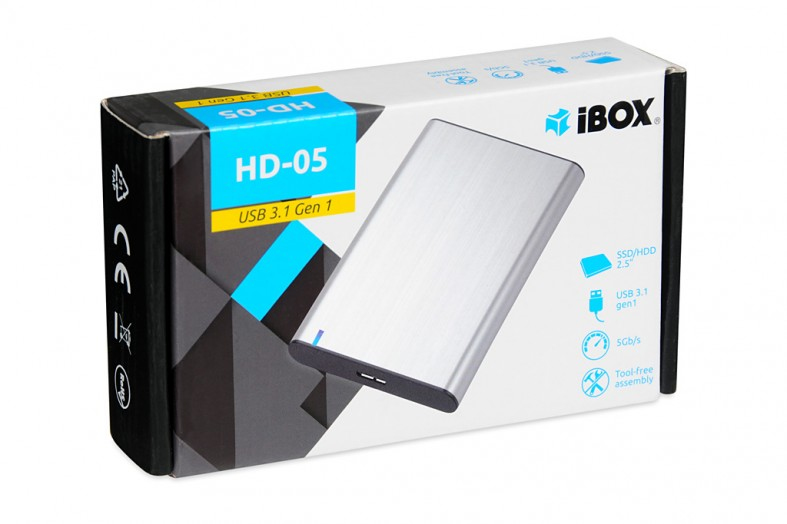 iBOX HD-05 2.5" HDD/SSD-Gehäuse USB 3.1 Grau