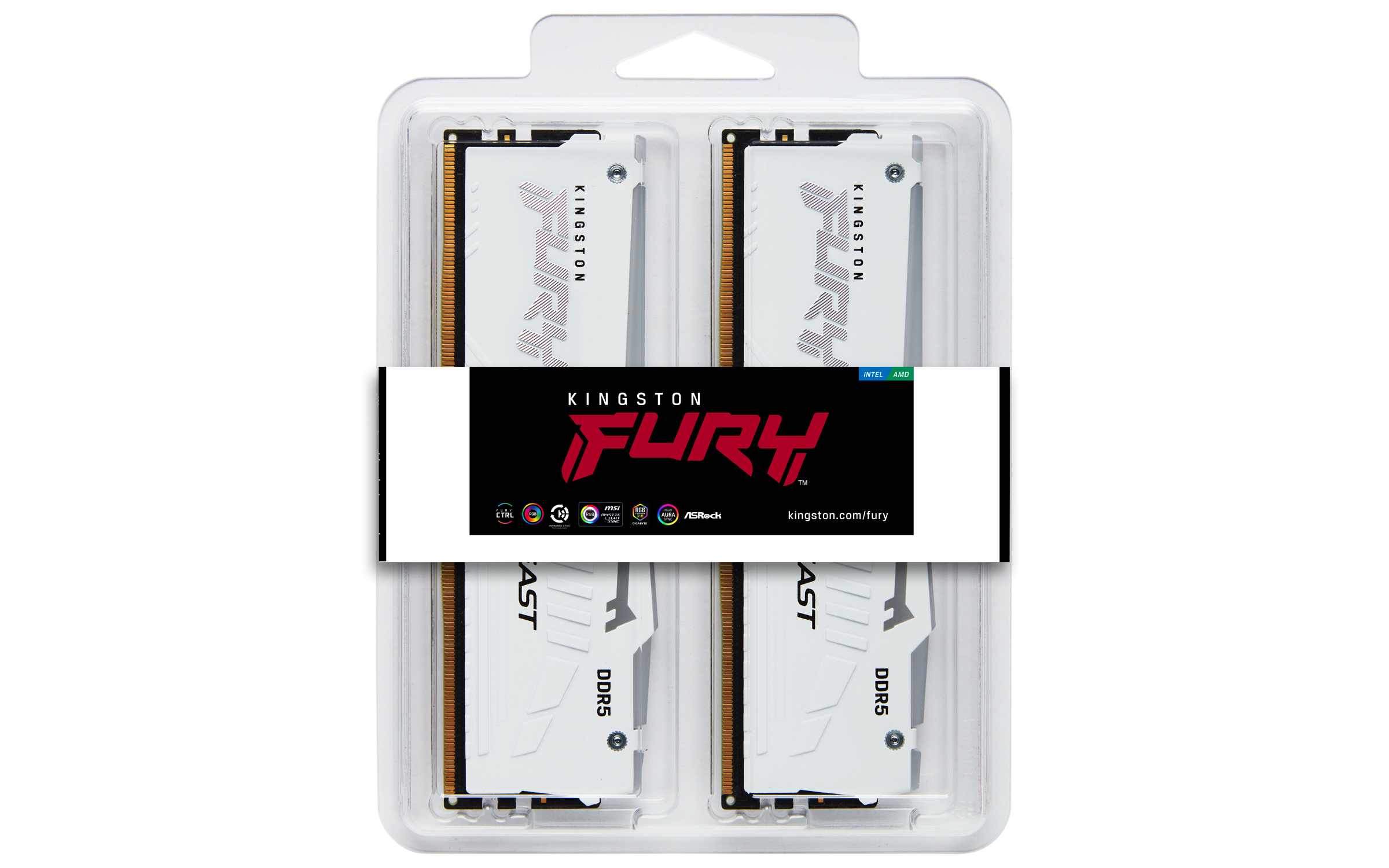 Kingston FURY Beast RGB 32 GB RAM DDR5 5600 MT/s CL36 DIMM Kit (2x 16 GB) Weiß