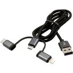 Exsys USB 3-in1 Ladekabel Lightning/C/Micr black umflochtenes Nylon (EX-K1403-2)
