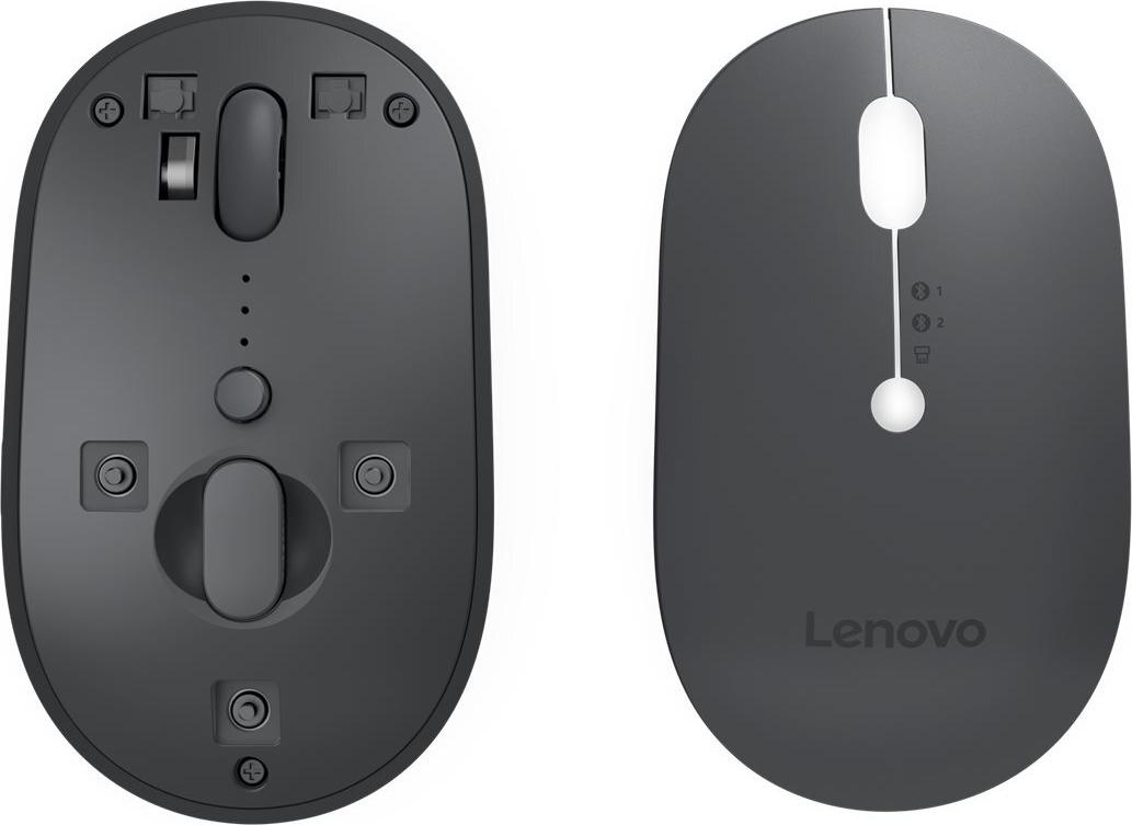 Lenovo Multi-Device X9 Maus 2400 DPI Bluetooth 5.0 2.4 GHz Donnergrau (oben), Blitzschwarz (unten)