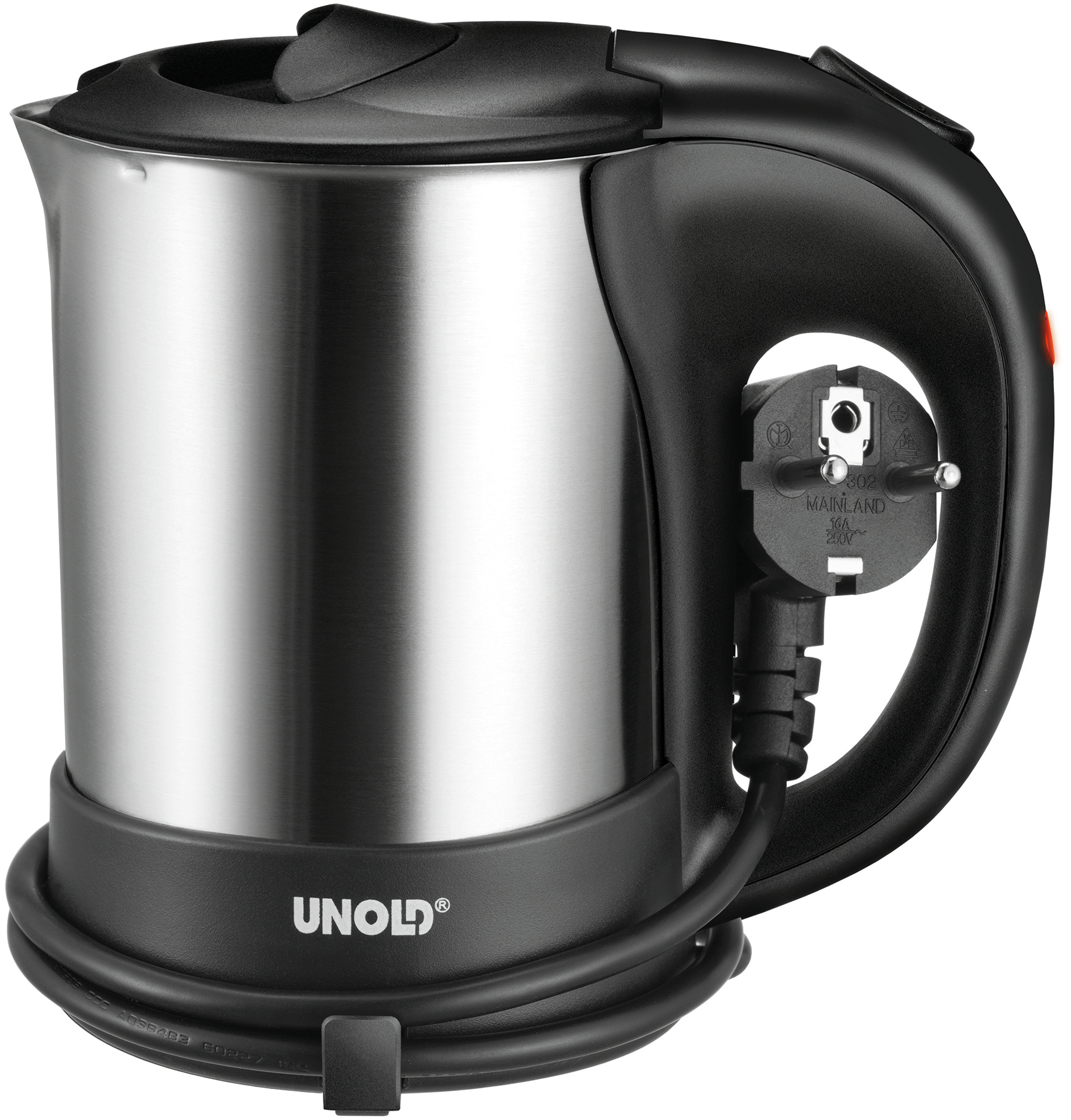 UNOLD 18575 Reiseblitzwasserkocher 0,5 L 1 kW Edelstahl/Schwarz