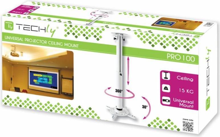 Profi Deckenhalterung für Beamer, ausziehbar, 500-770 mm, Weiß Hersteller: Techly (ICA-PM-104MW)