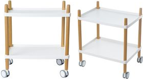 Rollwagen mit.2 Ab. weiß/buche (DDC.23.13)