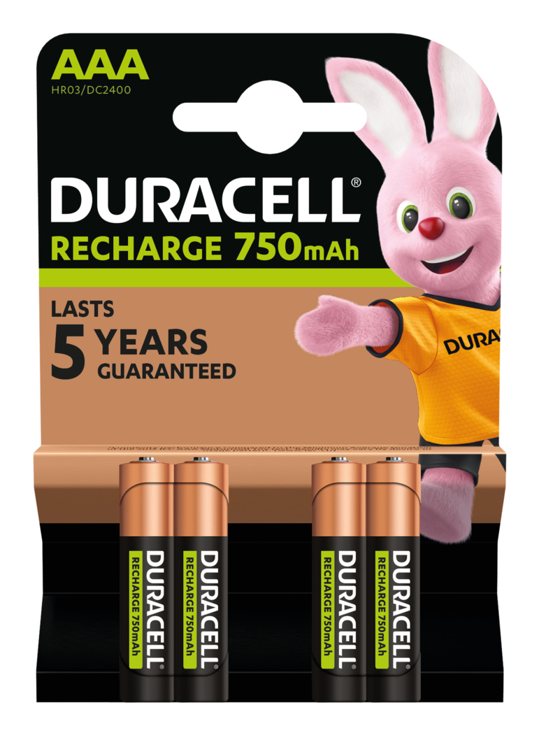 Duracell StayCharged AAA NiMH Akku 4 Stück 750 mAh Mehrfarbig