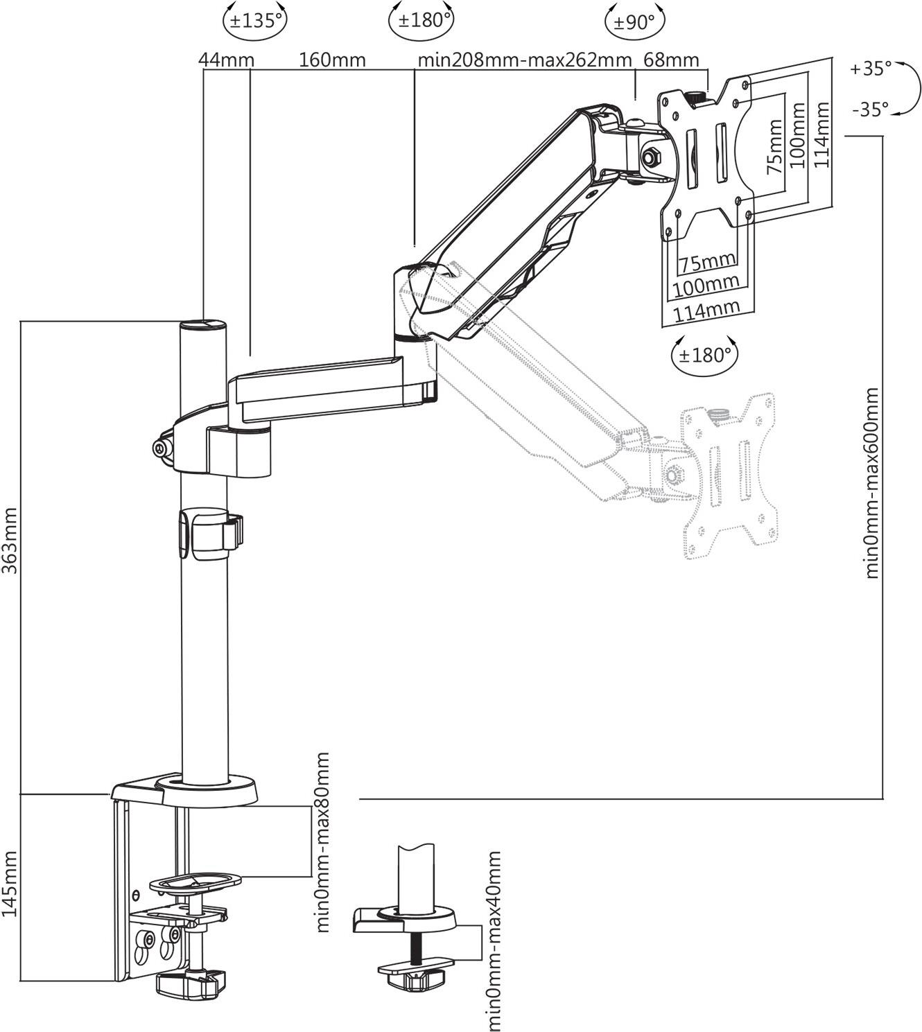 V7 DM1TA-1E Touch Adjust Monitor Mount (DM1TA-1E)