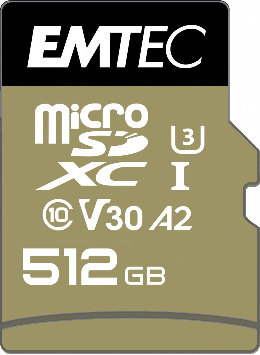 Emtec SpeedIN' PRO ECMSDM512GXC10SP 512 GB MicroSDXC UHS-I Klasse 10 Schwarz, Gold