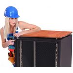 IT-BUDGET Montage einer Deko-Holzplatte auf einem Schrank im Werk - vor Auslieferung (99MONWOOD)