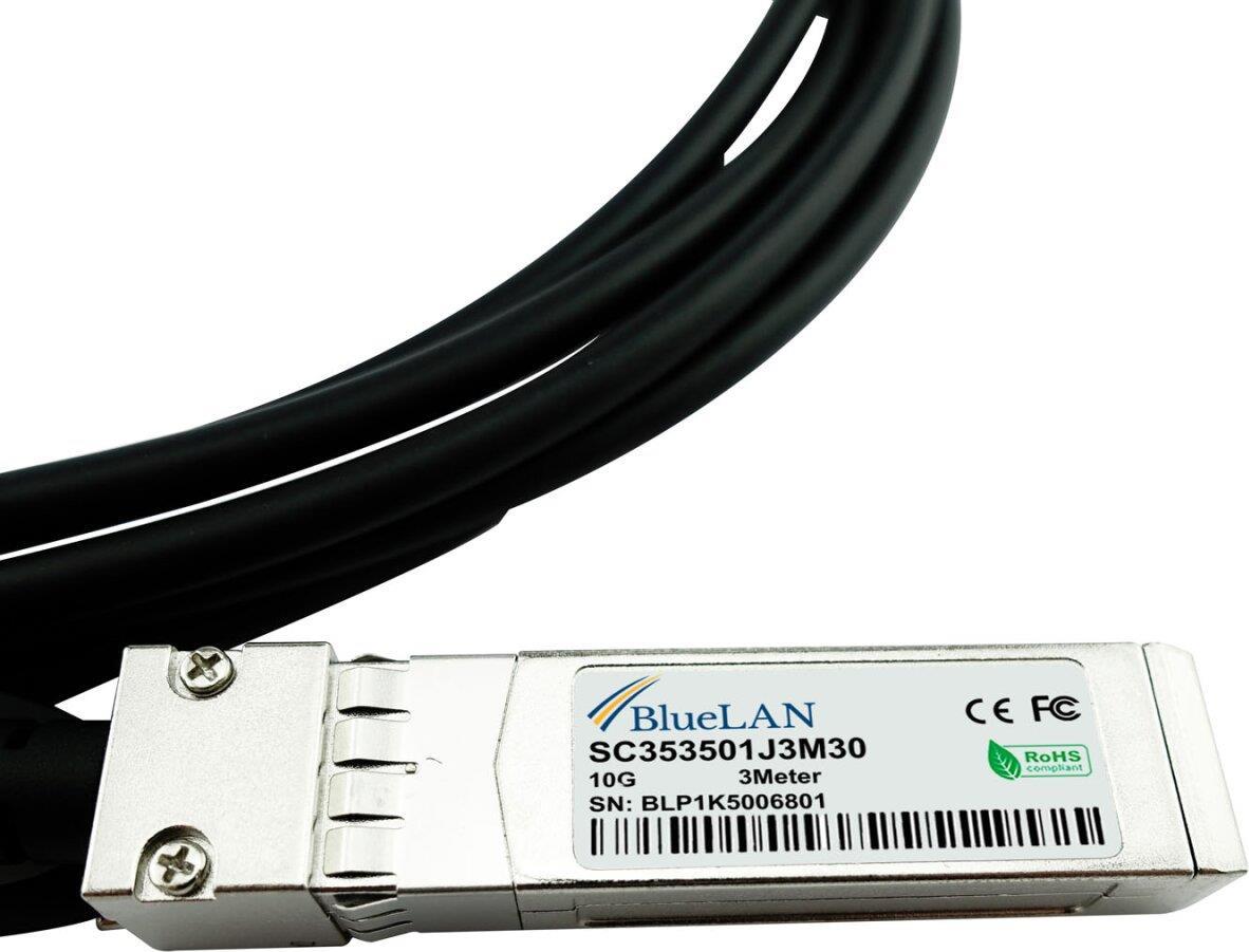 Hirschmann 942 280-002 kompatibles Direct Attach Kabel (DAC) als passive 10 Gigabit Twinaxial Kupfer Variante, mit SFP+ auf SFP+ Verbindung, für den Anschluss von Hardware in Racks und über benachbarte Racks hinweg. BlueLAN Hirschmann 942 280-002 kompatib (942 280-002-BL)