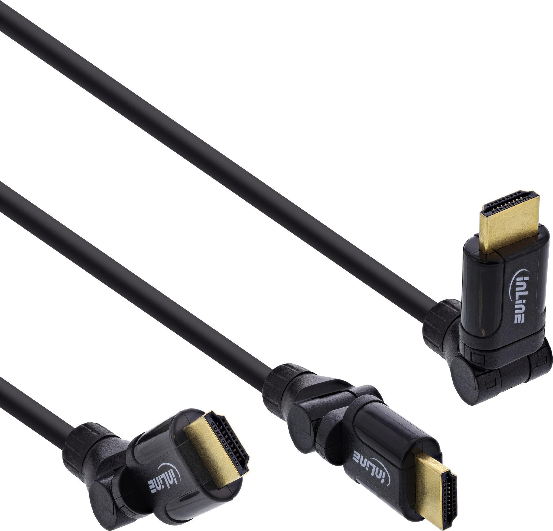 InLine High Speed HDMI-Kabel mit Ethernet, 180° Winkelstecker, 1,5 m, Schwarz