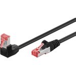 Goobay CAT 6 Patchkabel 1x 90° gewinkelt, S/FTP (PiMF), Schwarz, 0.5 m - Rastnase oben, LSZH halogenfrei, Kupfer (51542)