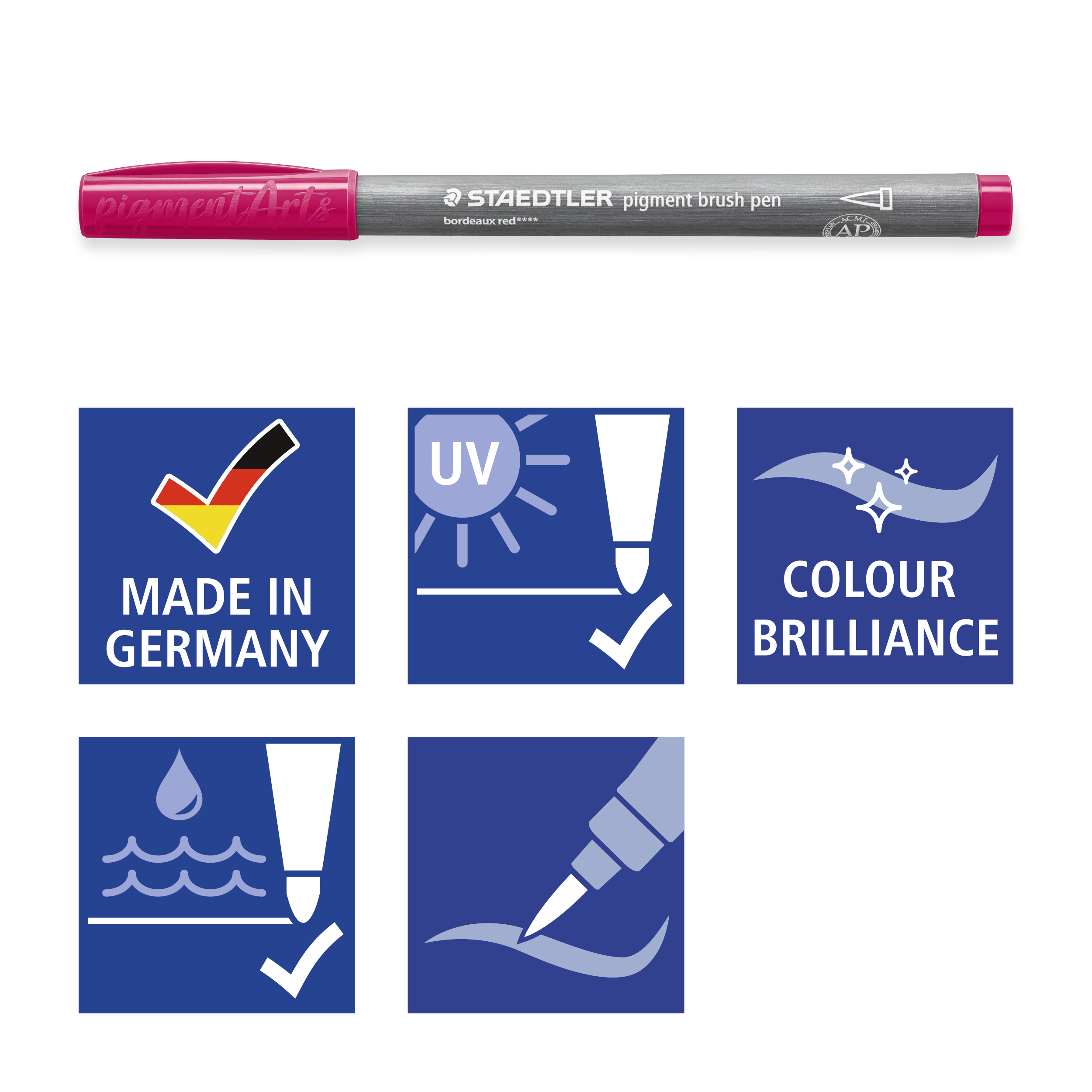 STAEDTLER Pigment Brush Pen 60er Kartonetui Pinselspitze wasserfest Mehrfarbig