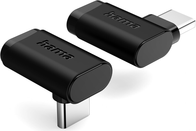 Hama USB-C-Winkeladapter 90°, USB 3.2 Gen2, 10 Gbit/s, 5 A, 240 W, 2er Set (00200359)
