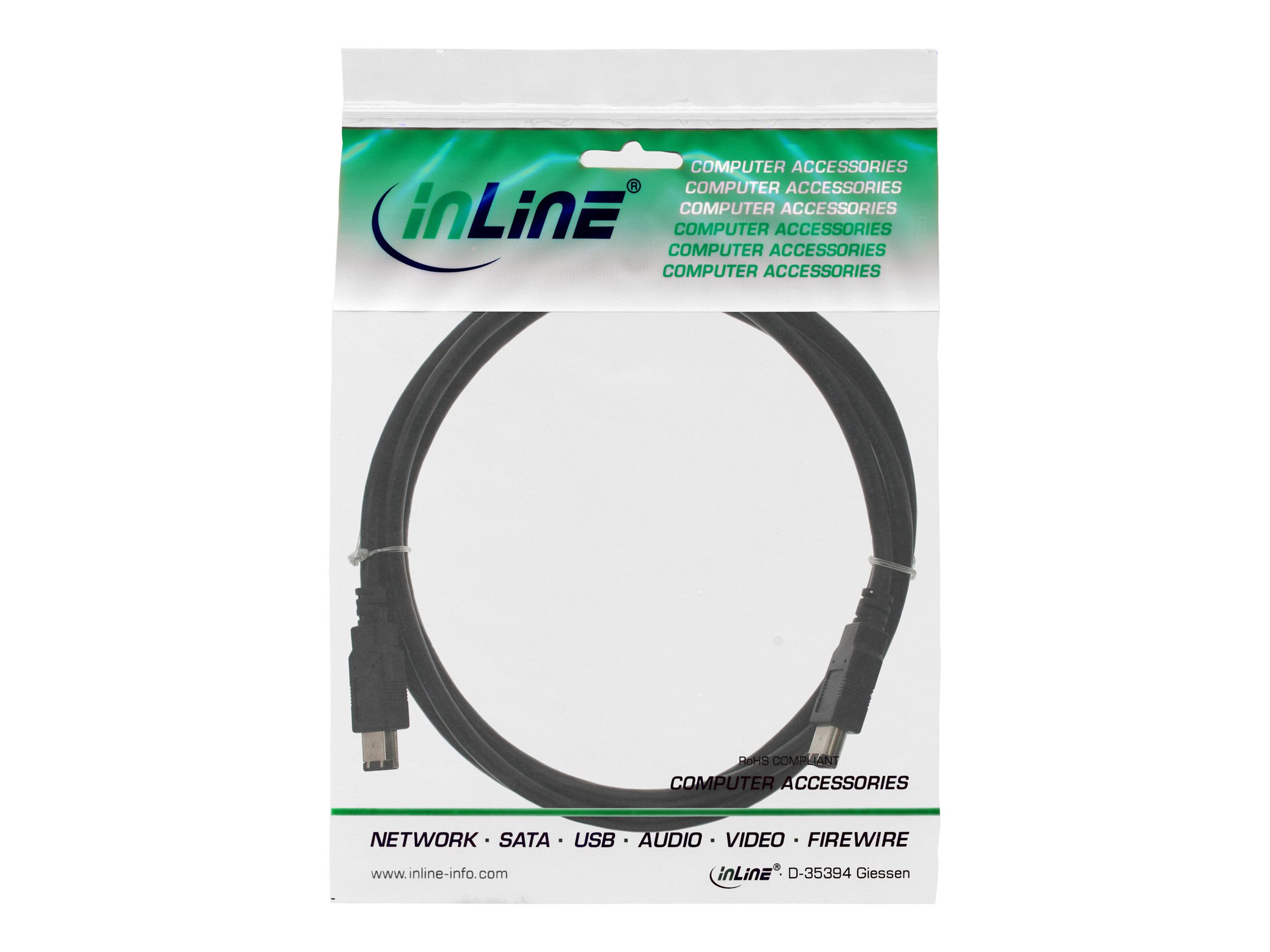 InLine FireWire Kabel IEEE 1394 6-polig Stecker/Stecker 3 m Schwarz