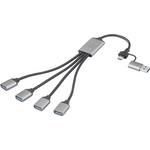Renkforce RF-6861934 USB-Hub 4 Port USB-A USB 3.0 5 GBit/s mit Aluminiumgehäuse Grau (RF-6861934)