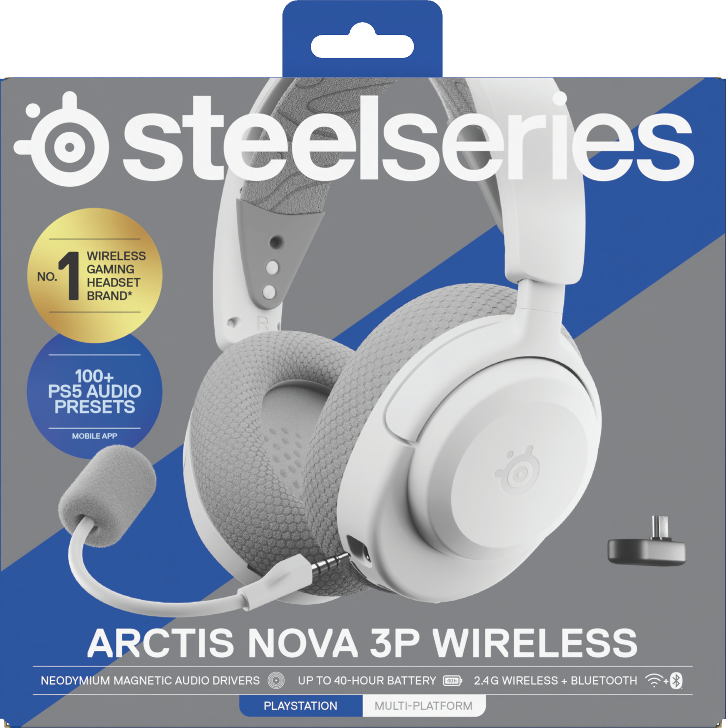 SteelSeries Arctis Nova 3P Wireless Headset für PlayStation, Stereo, USB-C, Weiß