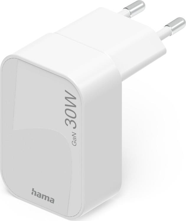 hama 00201954 Schnellladegerät, GaN, 1x USB-C, faltbares Mini-Ladegerät, PD, 30 W, Weiß (00201954)
