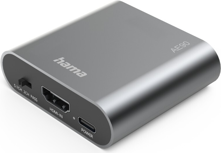 Hama HDMI-Audio-Extractor AE90, HDMI™ zu Audio, Toslink, 3,5-mm-Klinke, Silber (00205100)