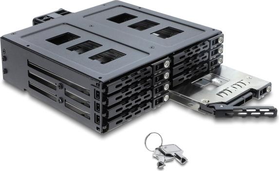 Delock 5.25? Wechselrahmen für 8 x 2.5? SATA oder SAS HDD / SSD mit Schloss (47172)