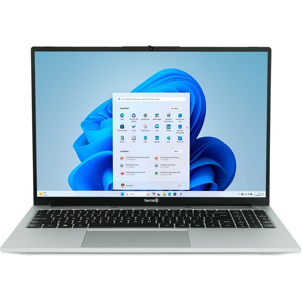 Wortmann TERRA Mobile 1610R 16" Notebook Intel Core i5-1334U 16 GB RAM 512 GB SSD Windows 11 Home Silber, Schwarz