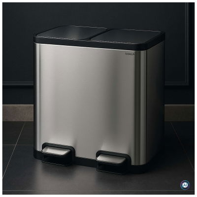 MAUL MAULcycle 9502294 Abfallbehälter 40 l Edelstahl Schwarz, Silber